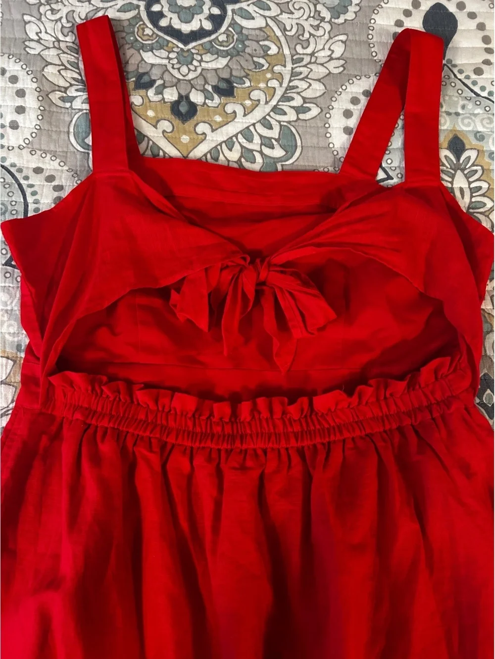 J.Crew Red Linen Cotton Blend Sleeveless Dress Size Large